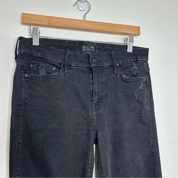 Mother Jeans Skinny The Looker Ankle Fray Guilty As Sin Womens 29 Black Ripped - Picture 3 of 10